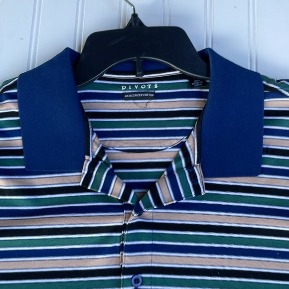 DIVOTS MENS STRIPED GOLF SHORT SLEEVE POLO MERCERIZED COTTON SIZE XL - Picture 3 of 5